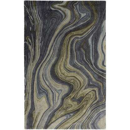 Amira Contemporary Marble Rug, Olive Green/Deep Gray/Blue, 3ft-6in x 5ft-6in, AMI8631FBLUGRNC50