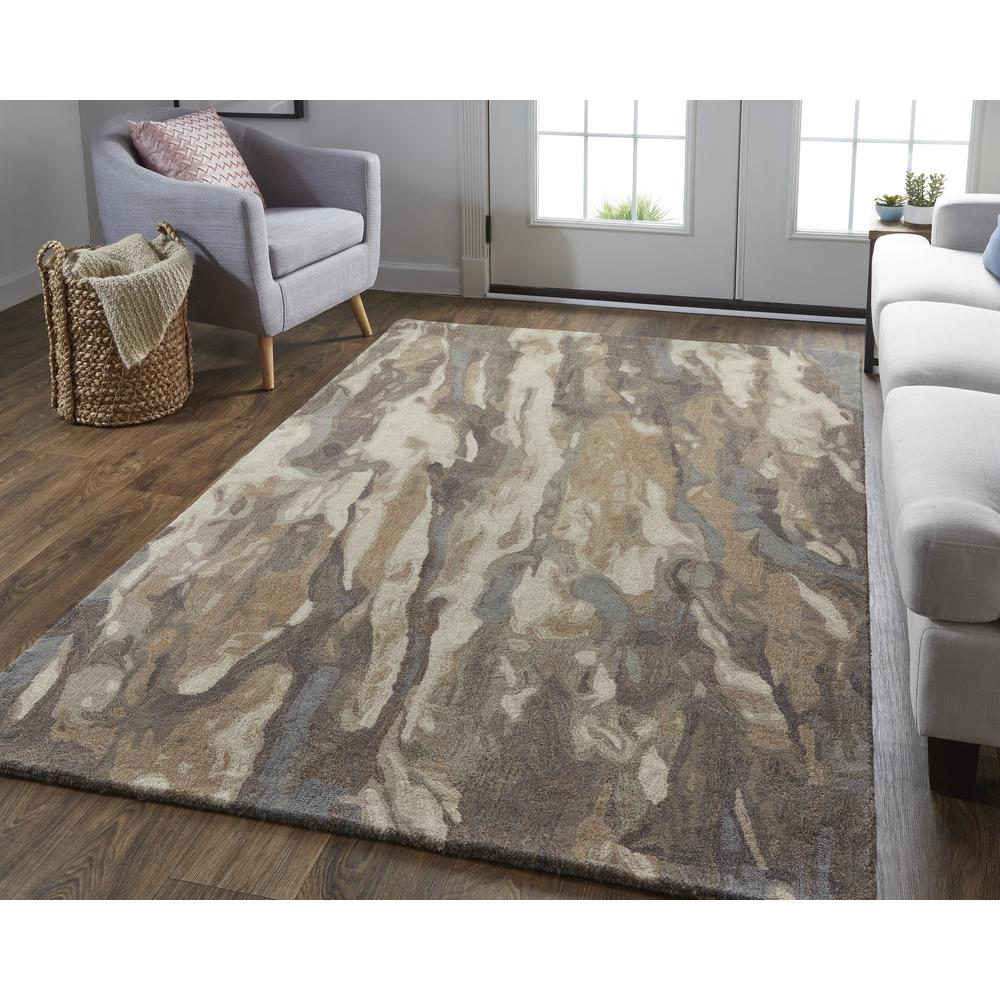 Amira Contemporary Watercolor Rug, Biscuit Tan/Morel Brown, 3ft-6in x 5ft-6in, AMI8632FBRN000C50