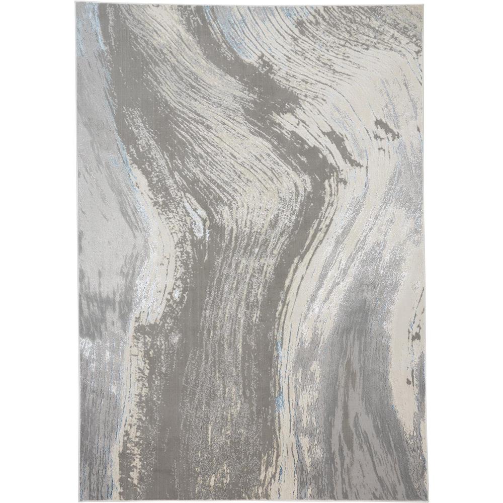Azure Modern Metallic Brush Stroke Area Rug, Gray/Silver/Beige, 10ft x 13ft-2in, AZR3524FGRYSLVH13