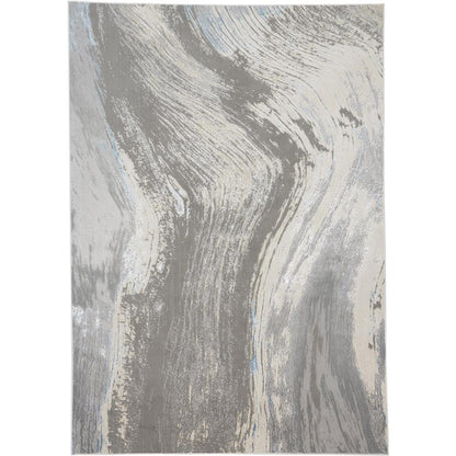 Azure Modern Metallic Brush Stroke Area Rug, Gray/Silver/Beige, 10ft x 13ft-2in, AZR3524FGRYSLVH13