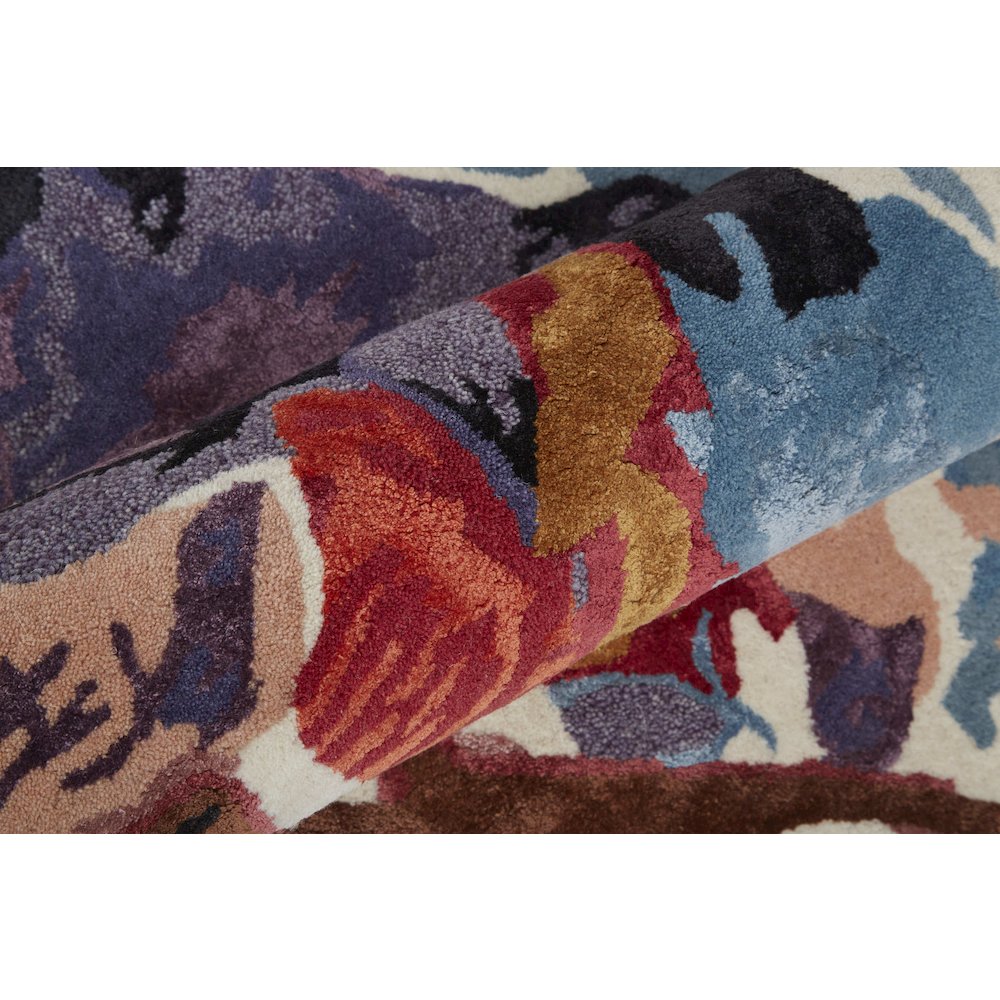 Transitional Floral & Botanical, Red/Blue/Purple, 3'-6" x 5'-6" Accent Rug