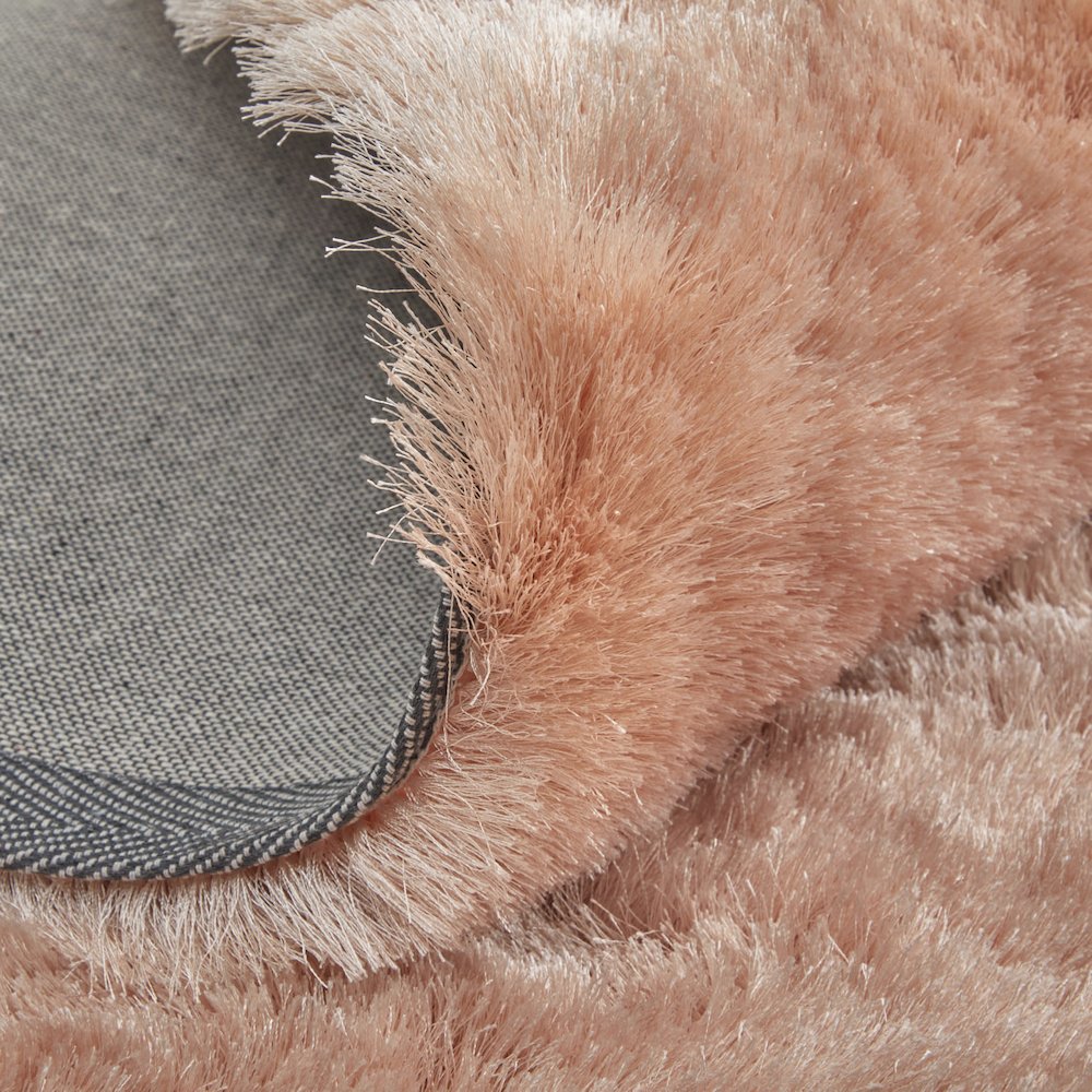 Indochine Plush Shag Rug with Metallic Sheen, Salmon Pink, 10ft x 10ft Round, 4944550FBLH000N95
