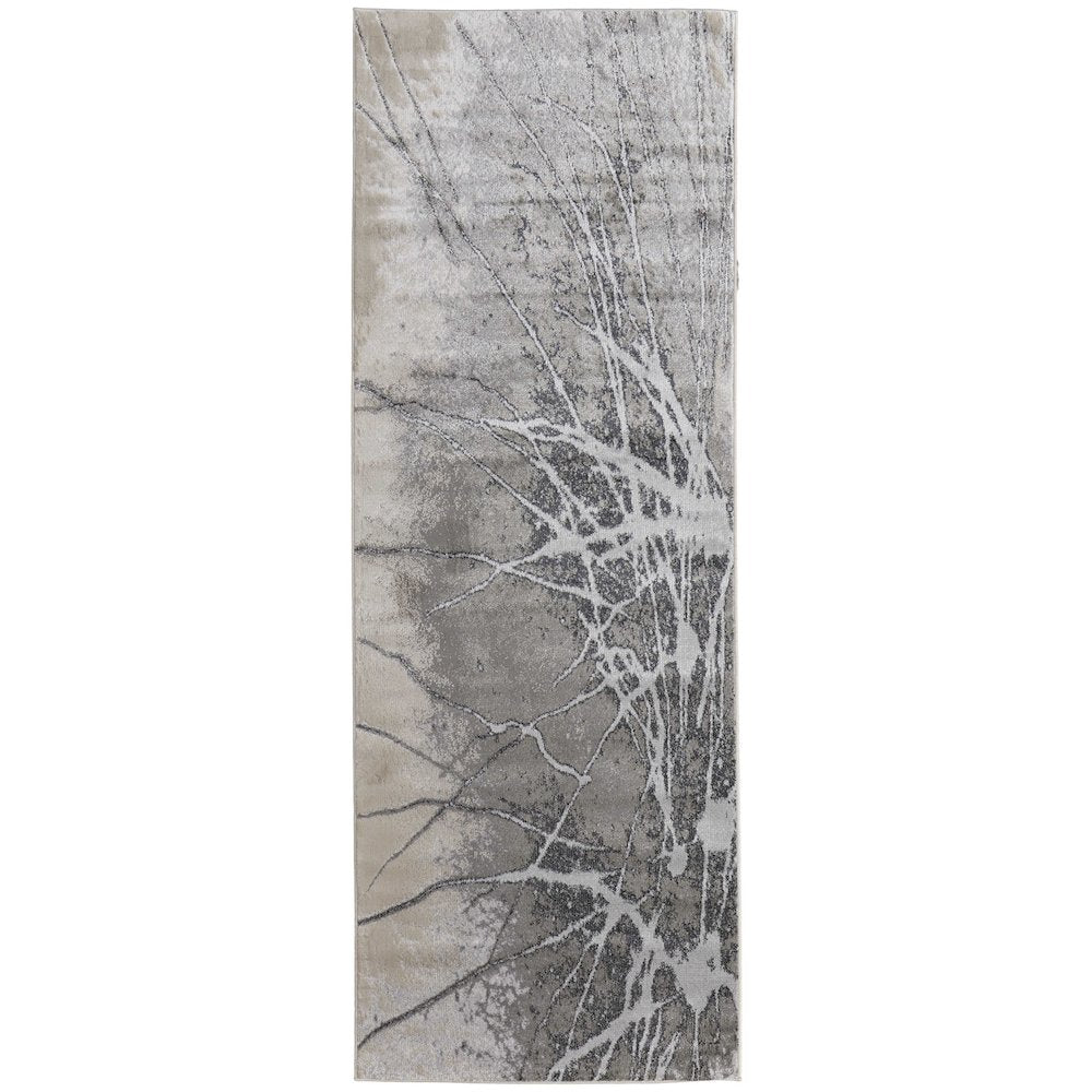 Astra Transitional Abstract, Gray/Silver/Ivory, 2'-10" x 7'-10" Runner