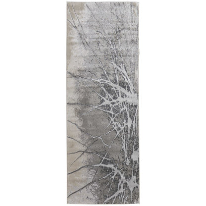 Astra Transitional Abstract, Gray/Silver/Ivory, 2'-10" x 7'-10" Runner