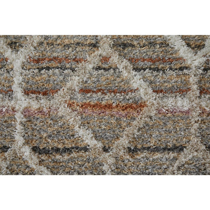 Mynka Transitional Diamond, Tan/Taupe/Ivory, 10' x 14' Area Rug