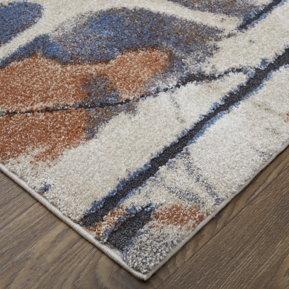 Gilmore Modern Watercolor, Blue/Orange/Gray, 5'-3" x 8' Area Rug