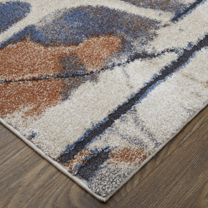 Gilmore Modern Watercolor, Blue/Orange/Gray, 5'-3" x 8' Area Rug