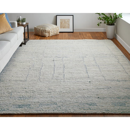 Navaro Modern Distressed, Ivory/Gray/Blue, 5'-6" x 8'-6" Area Rug