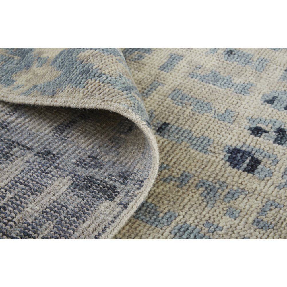 Palomar Hand Knot Abstract Area Rug, Light Beige/Denim Blue, 9x6in x 13x6in, PAL6631FBLU000H50