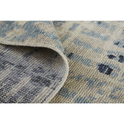Palomar Hand Knot Abstract Area Rug, Light Beige/Denim Blue, 9x6in x 13x6in, PAL6631FBLU000H50