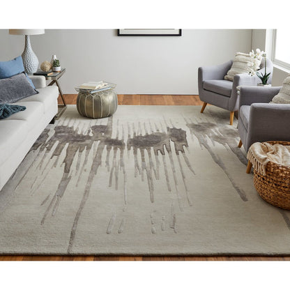 Anya Transitional Abstract, Ivory/Brown/Taupe, 3'-6" x 5'-6" Accent Rug