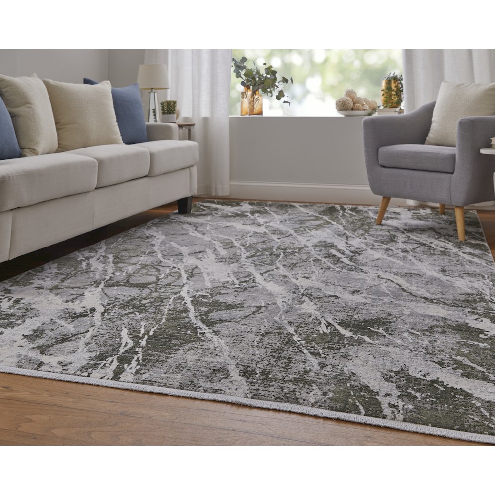 Cadiz Modern Abstract, Gray/Green/Taupe, 11'-6" x 14'-6" Area Rug