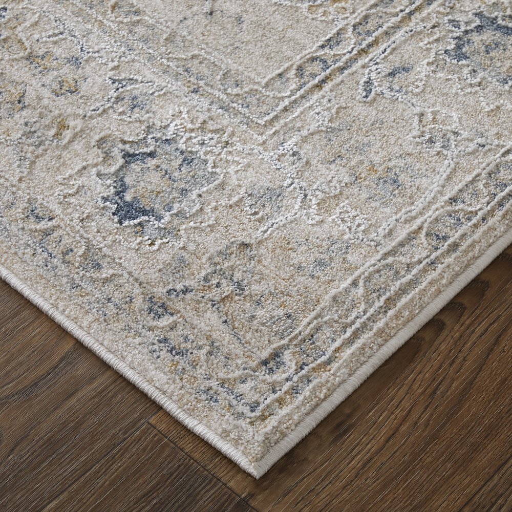 Pasha Transitional Floral & Botanical, Ivory/Taupe/Blue, 5' x 7'-6" Area Rug