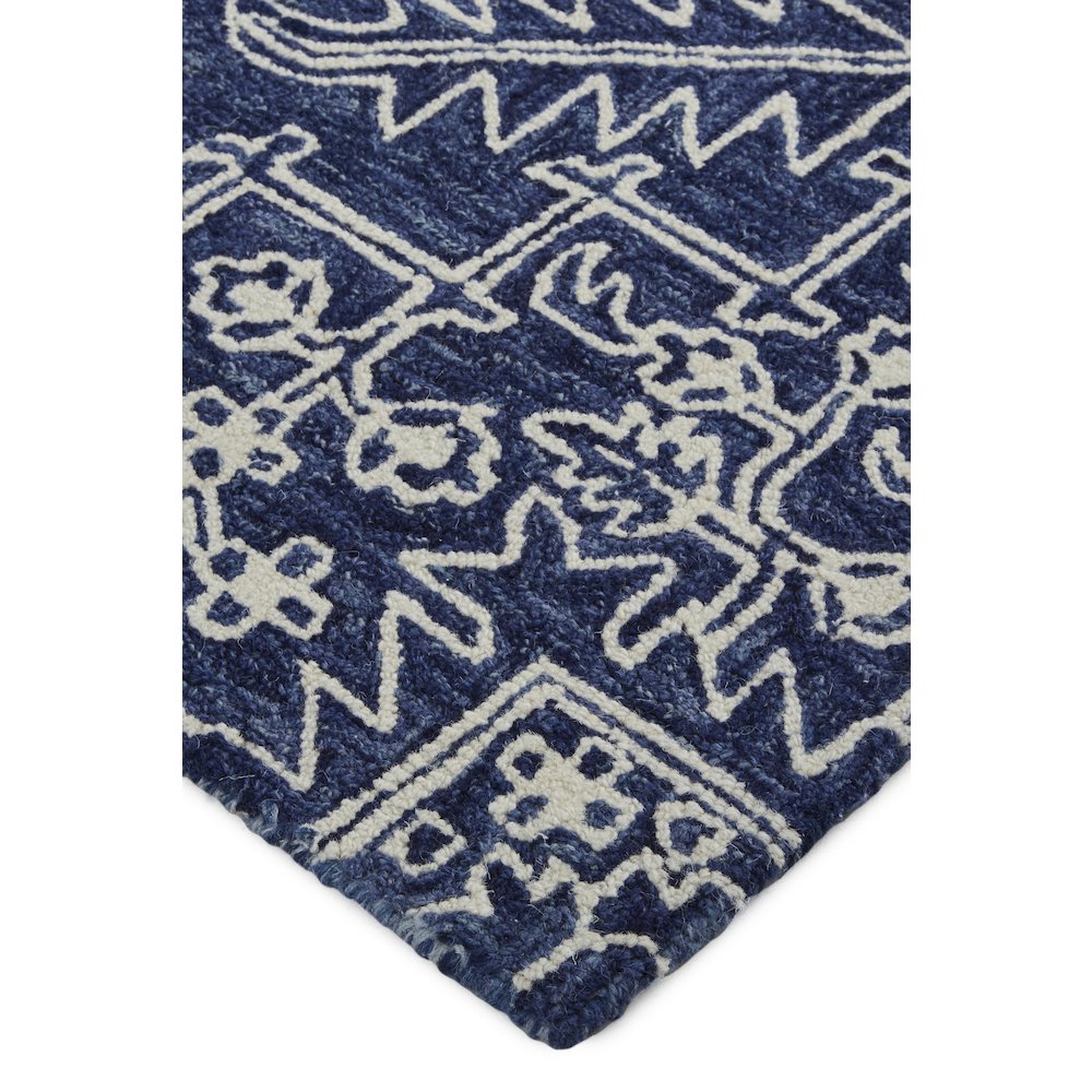Belfort Modern Minimalist Rug, Floral Geometric, Navy Blue, 9ft x 12ft Area Rug, 8698778FNVY000G00