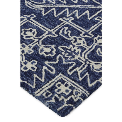 Belfort Modern Minimalist Rug, Floral Geometric, Navy Blue, 9ft x 12ft Area Rug, 8698778FNVY000G00