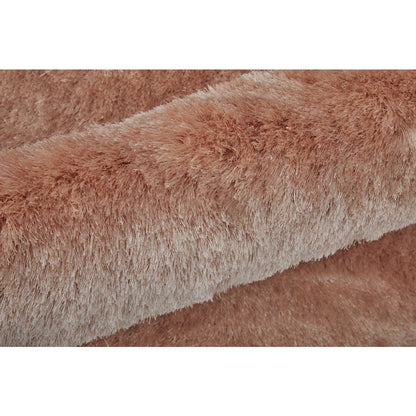 Indochine Plush Shag Rug with Metallic Sheen, Salmon Pink, 10ft x 10ft Round, 4944550FBLH000N95