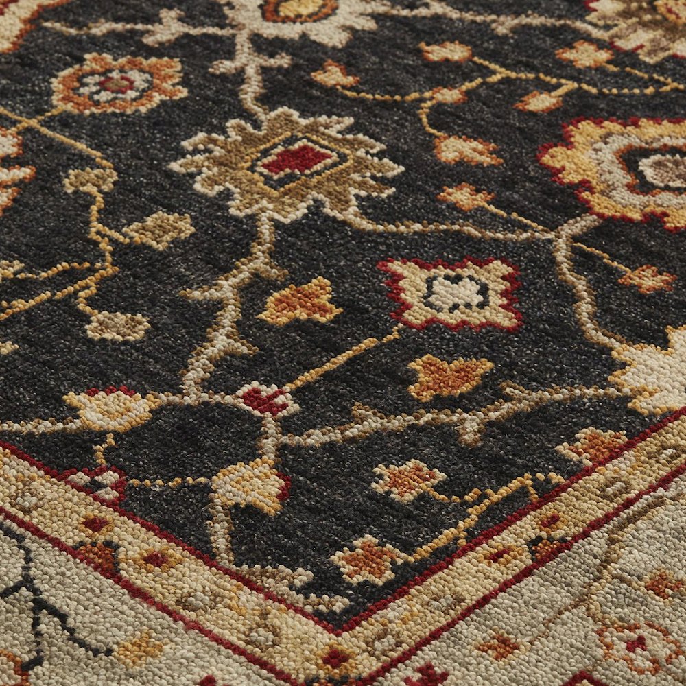 Carrington Traditional Oushak Accent Rug, Geo Floral, Black/Gold, 3ft-6in x 5ft-6in, 9826500FCHLLBLC50