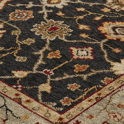 Carrington Traditional Oushak Accent Rug, Geo Floral, Black/Gold, 3ft-6in x 5ft-6in, 9826500FCHLLBLC50