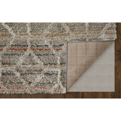 Mynka Transitional Diamond, Tan/Taupe/Ivory, 10' x 14' Area Rug
