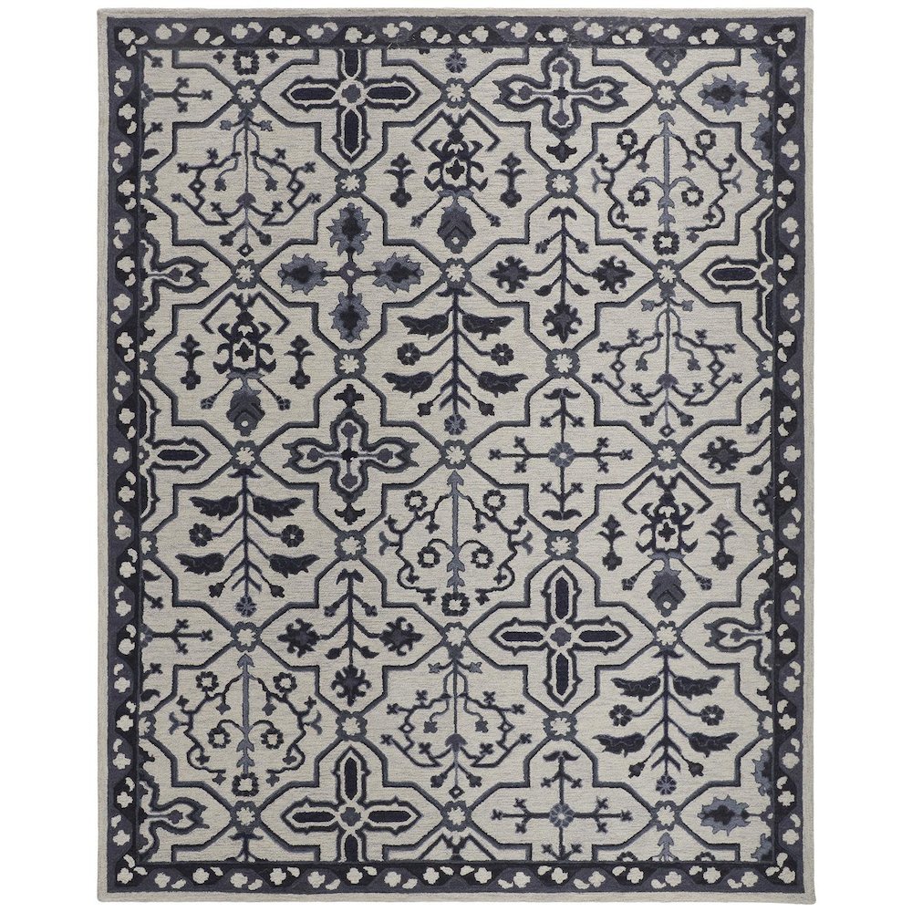 Fallon Rustic Farmhouse Rug, Flora/Fauna, Warm Dark Gray, 9ft x 12ft Area Rug, FLN8839FIVY000G00