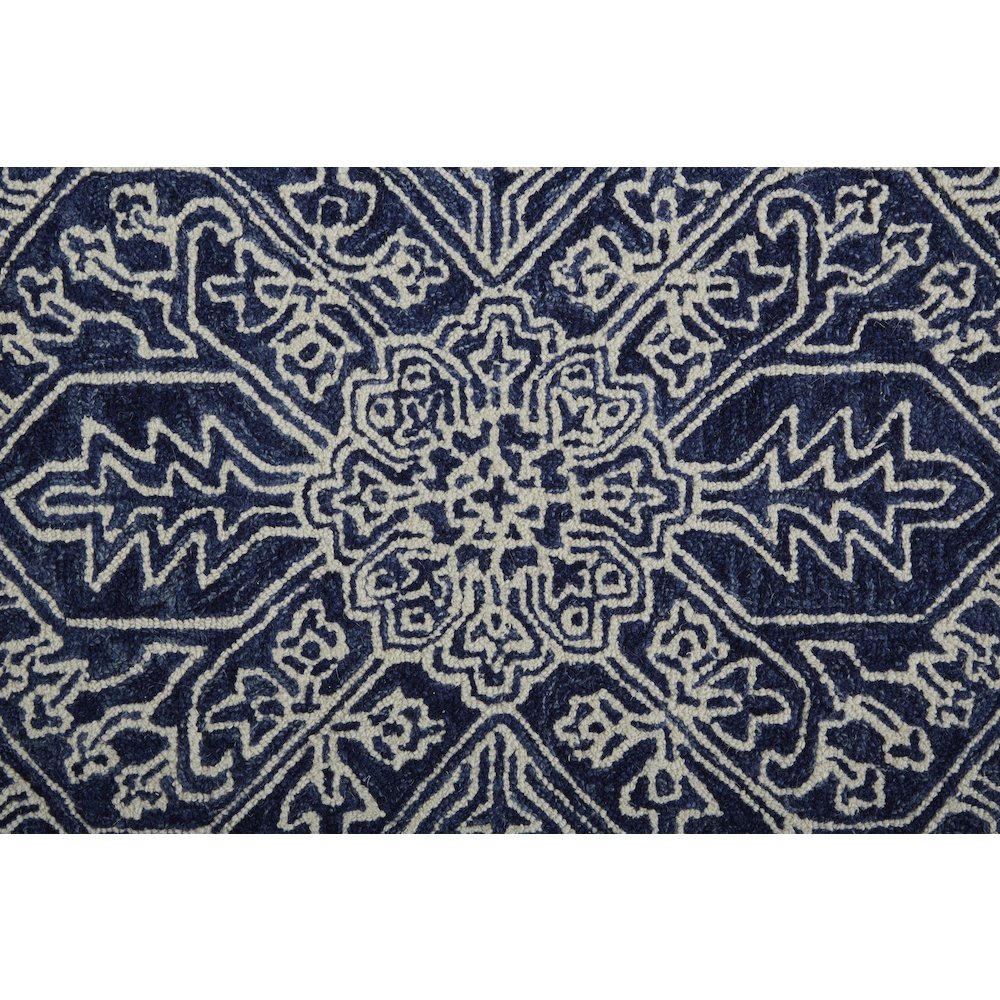 Belfort Modern Minimalist Rug, Floral Geometric, Navy Blue, 9ft x 12ft Area Rug, 8698778FNVY000G00