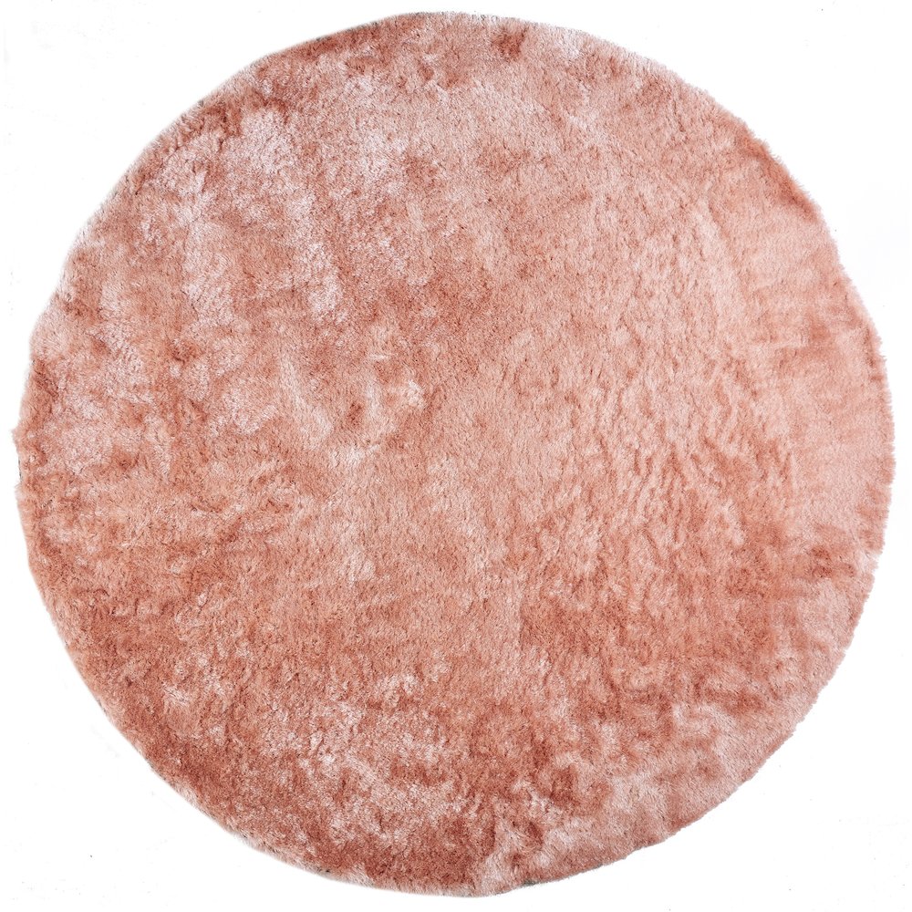 Indochine Plush Shag Rug with Metallic Sheen, Salmon Pink, 10ft x 10ft Round, 4944550FBLH000N95