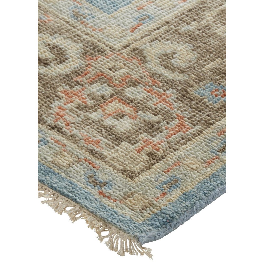 Beall Luxury Wool Rug, Ornamental Floral, Cool Blue, 5ft-6in x 8ft-6in Area Rug, BEA6710FBLUBRNE50