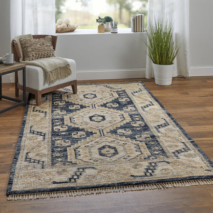 Fillmore Traditional Diamond, Blue/Ivory, 4' x 6' Accent Rug