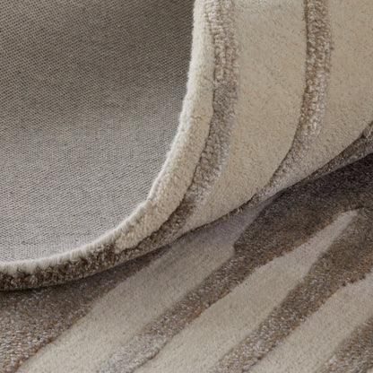 Anya Transitional Abstract, Ivory/Brown/Taupe, 3'-6" x 5'-6" Accent Rug