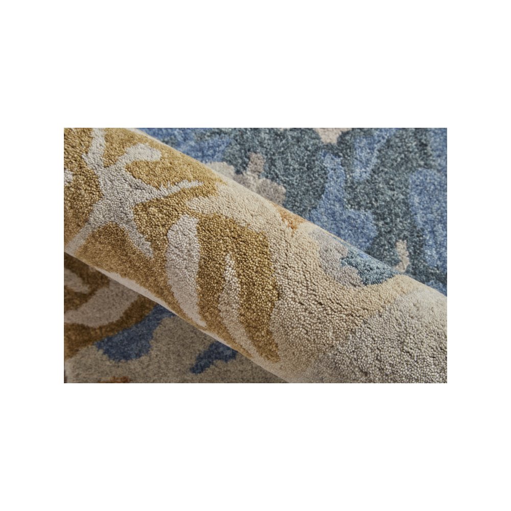 Everley Modern Abstract, Gray/Blue/Gold, 10' x 14' Area Rug