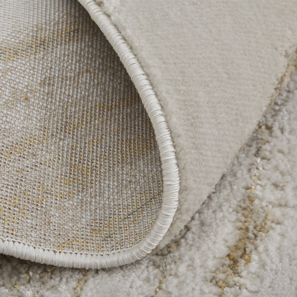 Aura Modern Abstract, Ivory/Taupe/Gold, 3'-11" x 6' Accent Rug