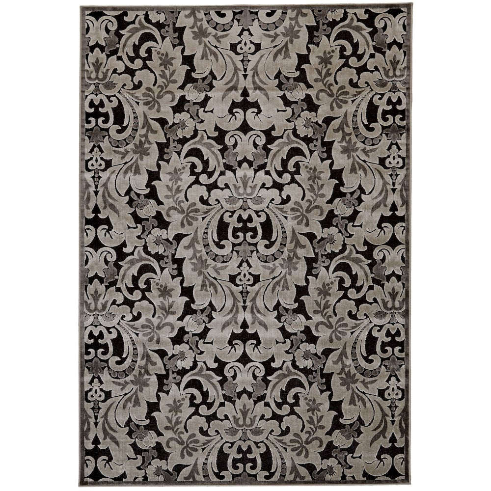 Transitional Floral & Botanical, Taupe/Black/Gray, 7'-6" x 10'-6" Area Rug