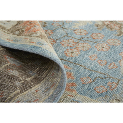 Beall Luxury Wool Rug, Ornamental Floral, Cool Blue, 5ft-6in x 8ft-6in Area Rug, BEA6710FBLUBRNE50