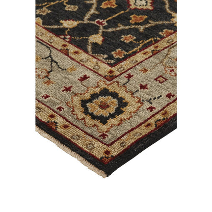 Carrington Traditional Oushak Accent Rug, Geo Floral, Black/Gold, 3ft-6in x 5ft-6in, 9826500FCHLLBLC50