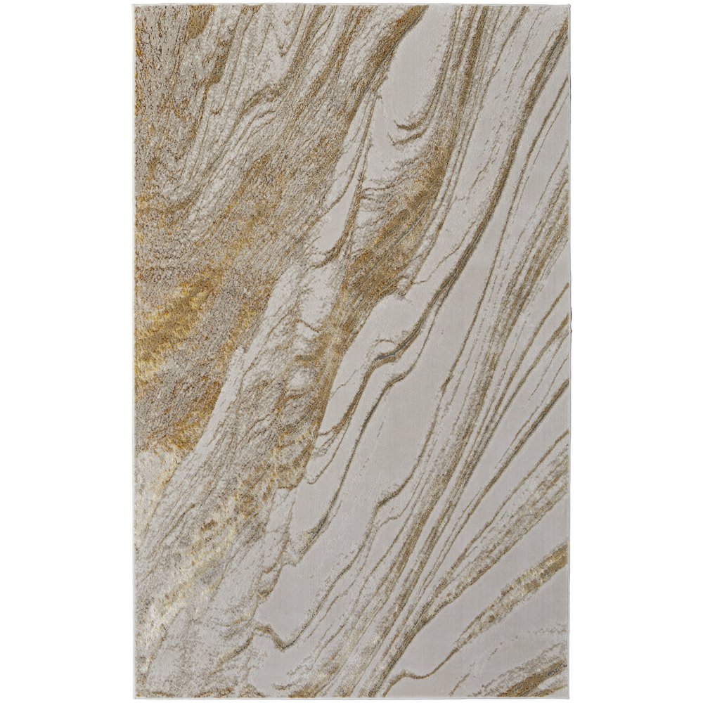 Aura Modern Abstract, Ivory/Taupe/Gold, 3'-11" x 6' Accent Rug