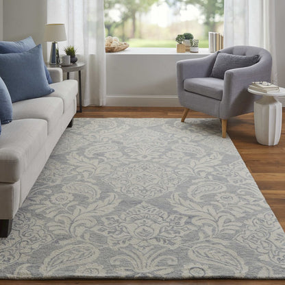 Belfort Modern Floral Paisley Rug, Celestial Blue/Ivory, 8ft x 10ft Area Rug, 8698776FBLUGRYF00