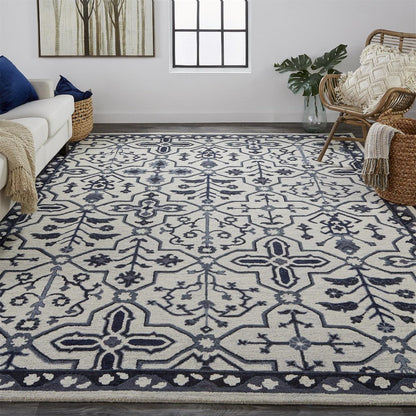 Fallon Rustic Farmhouse Rug, Flora/Fauna, Warm Dark Gray, 9ft x 12ft Area Rug, FLN8839FIVY000G00