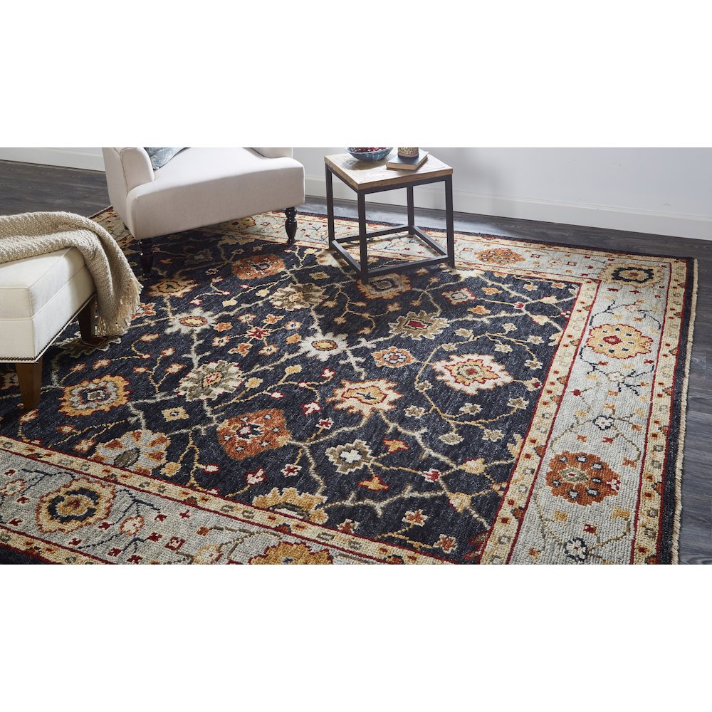 Carrington Traditional Oushak Accent Rug, Geo Floral, Black/Gold, 3ft-6in x 5ft-6in, 9826500FCHLLBLC50