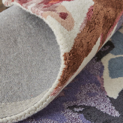 Transitional Floral & Botanical, Red/Blue/Purple, 3'-6" x 5'-6" Accent Rug