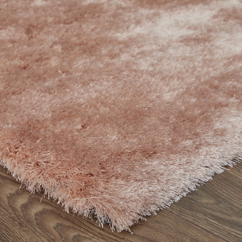 Indochine Plush Shag Rug with Metallic Sheen, Salmon Pink, 10ft x 10ft Round, 4944550FBLH000N95
