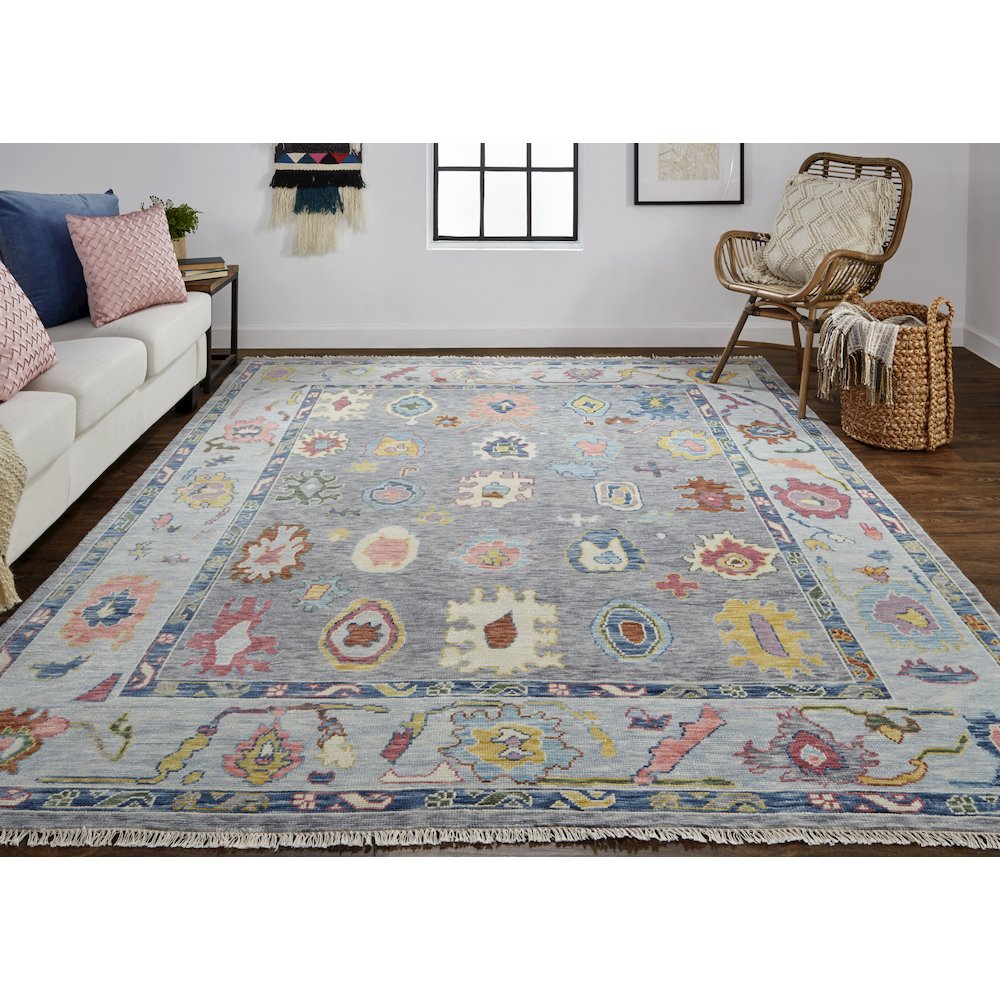 Karina Traditional Persian, Blue/Gray/Red, 5'-6" x 8'-6" Area Rug