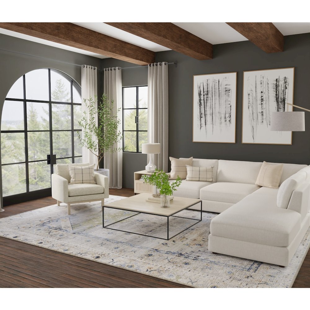 Melrose Transitional Distressed, Ivory/Green/Blue, 7'-10" x 10'-3" Area Rug