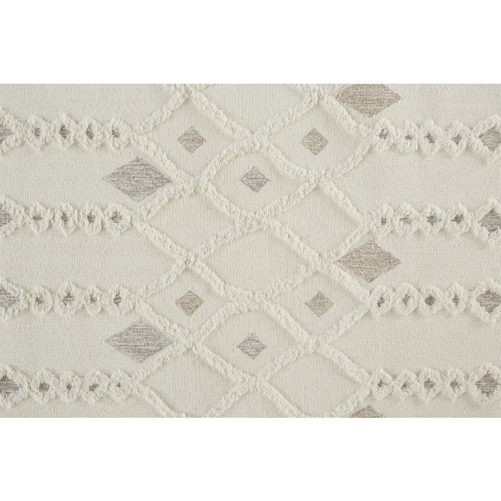 Anica Moroccan Wool Rug w/Ornamental Diamonds, Ivory/Tan, 10ft x 14ft Area Rug, ANC8011FIVY000H00