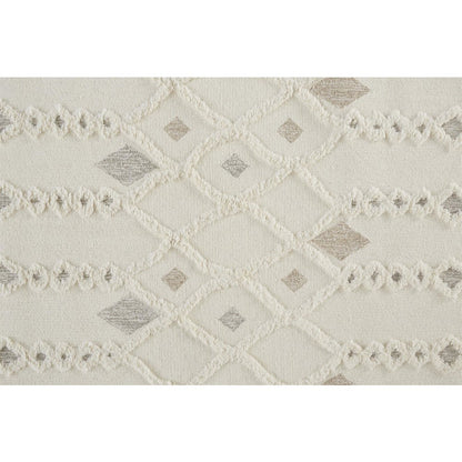 Anica Moroccan Wool Rug w/Ornamental Diamonds, Ivory/Tan, 10ft x 14ft Area Rug, ANC8011FIVY000H00