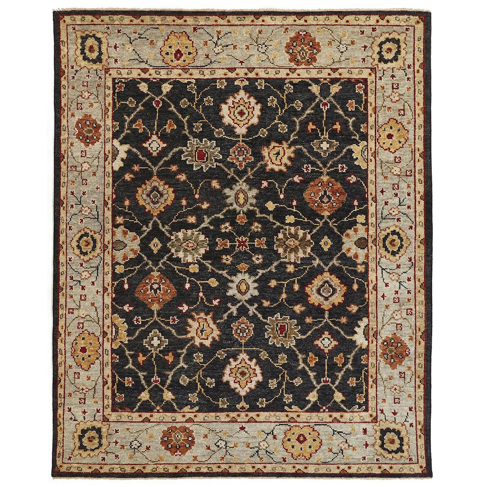 Carrington Traditional Oushak Accent Rug, Geo Floral, Black/Gold, 3ft-6in x 5ft-6in, 9826500FCHLLBLC50