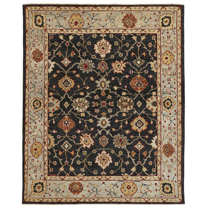 Carrington Traditional Oushak Accent Rug, Geo Floral, Black/Gold, 3ft-6in x 5ft-6in, 9826500FCHLLBLC50