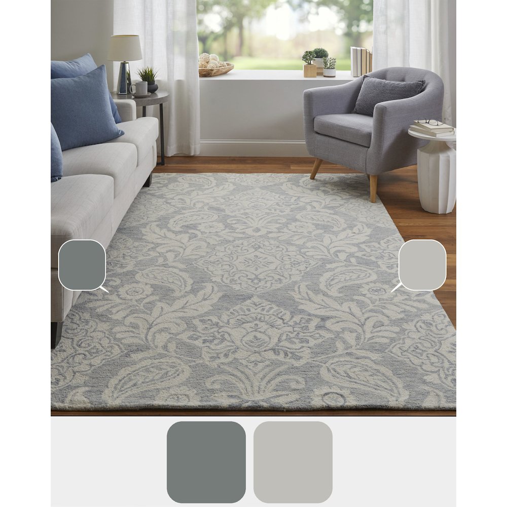 Belfort Modern Floral Paisley Rug, Celestial Blue/Ivory, 8ft x 10ft Area Rug, 8698776FBLUGRYF00