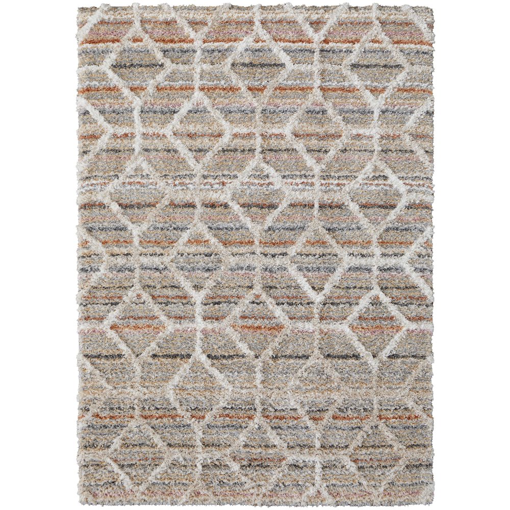 Mynka Transitional Diamond, Tan/Taupe/Ivory, 10' x 14' Area Rug