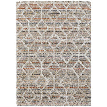 Mynka Transitional Diamond, Tan/Taupe/Ivory, 10' x 14' Area Rug