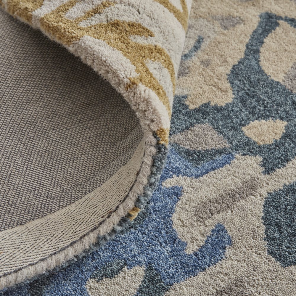 Everley Modern Abstract, Gray/Blue/Gold, 10' x 14' Area Rug